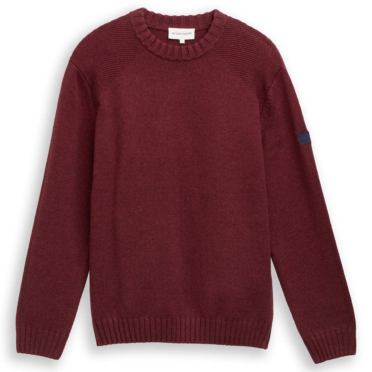 Tom Tailor Herren Pullover Structure Mix Crew Neck bordeaux melange