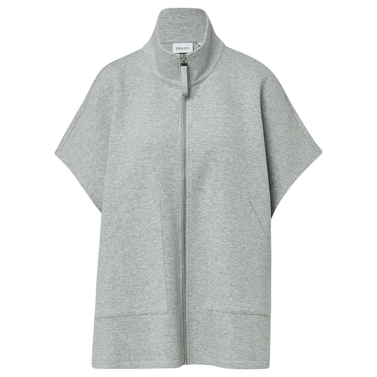 Comma Damen Kurzarm Sweatjacke grey melange