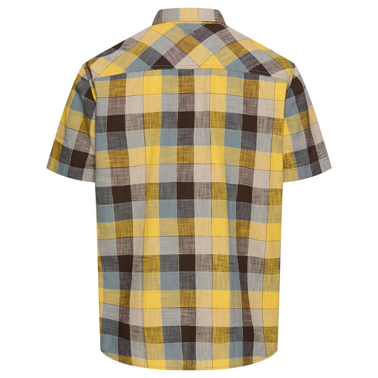 Herren Kurzarm Hemd von Camel active in der Farbe Gelb kariert, Rückansicht