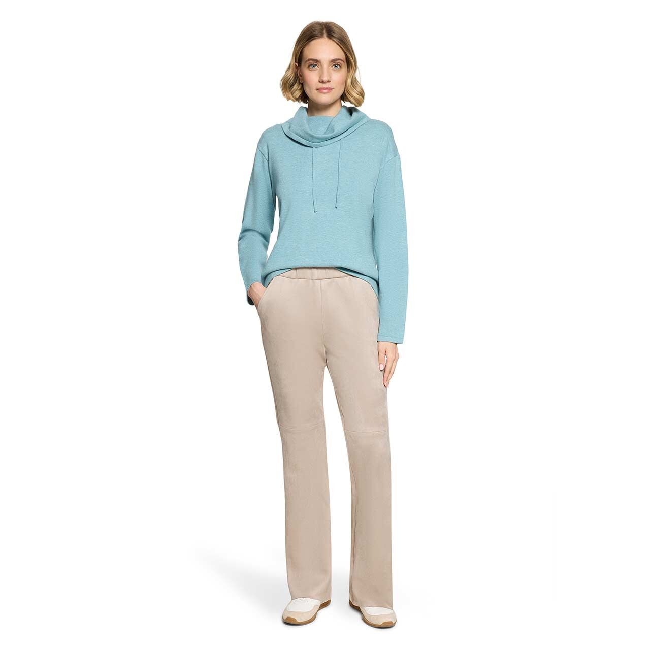 Damen Rollkragen Pullover von Betty Barclay in Türkis meliert, Ganzkörperansicht am Model