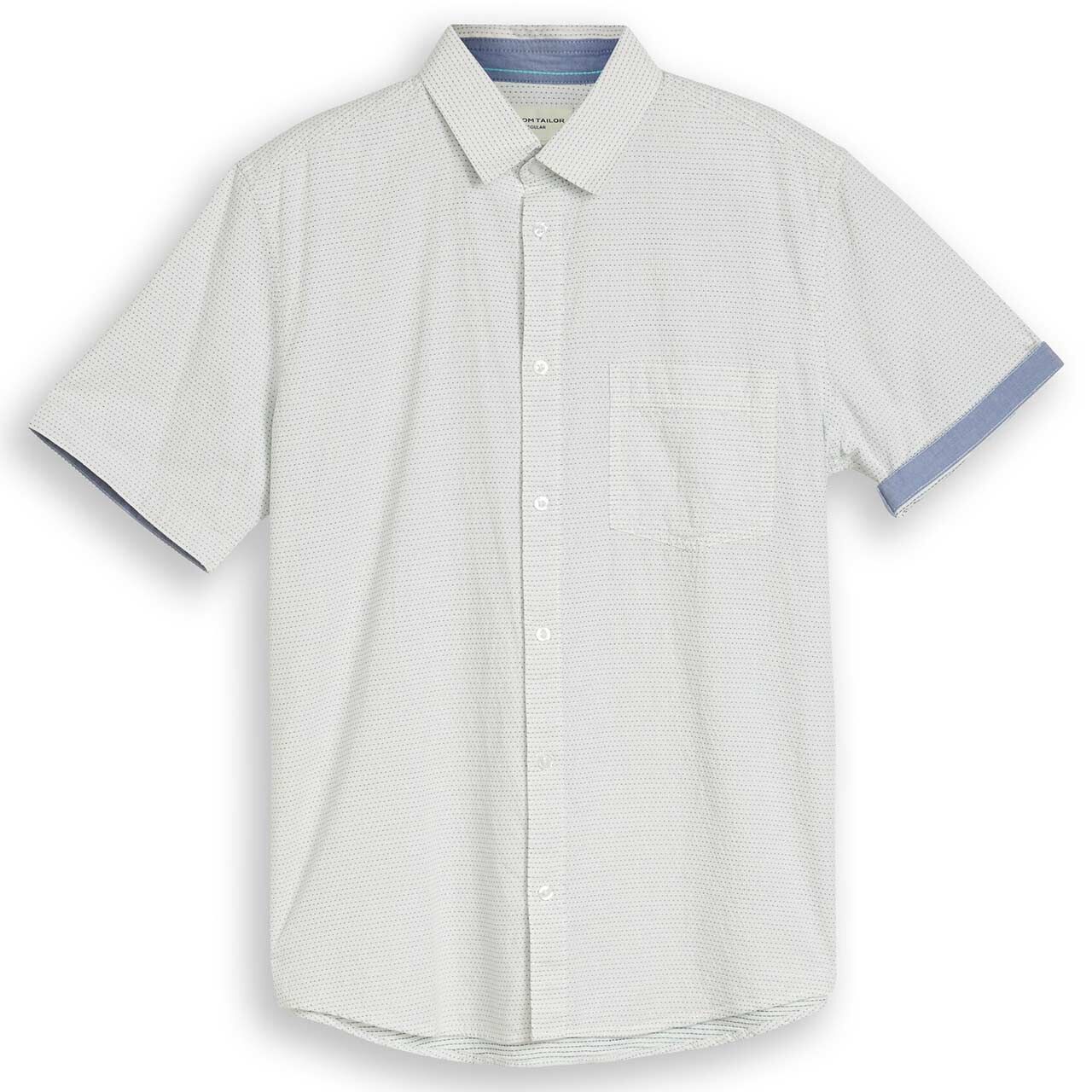 Tom Tailor Herren 1/2 Arm Hemd gardenia white dot structure