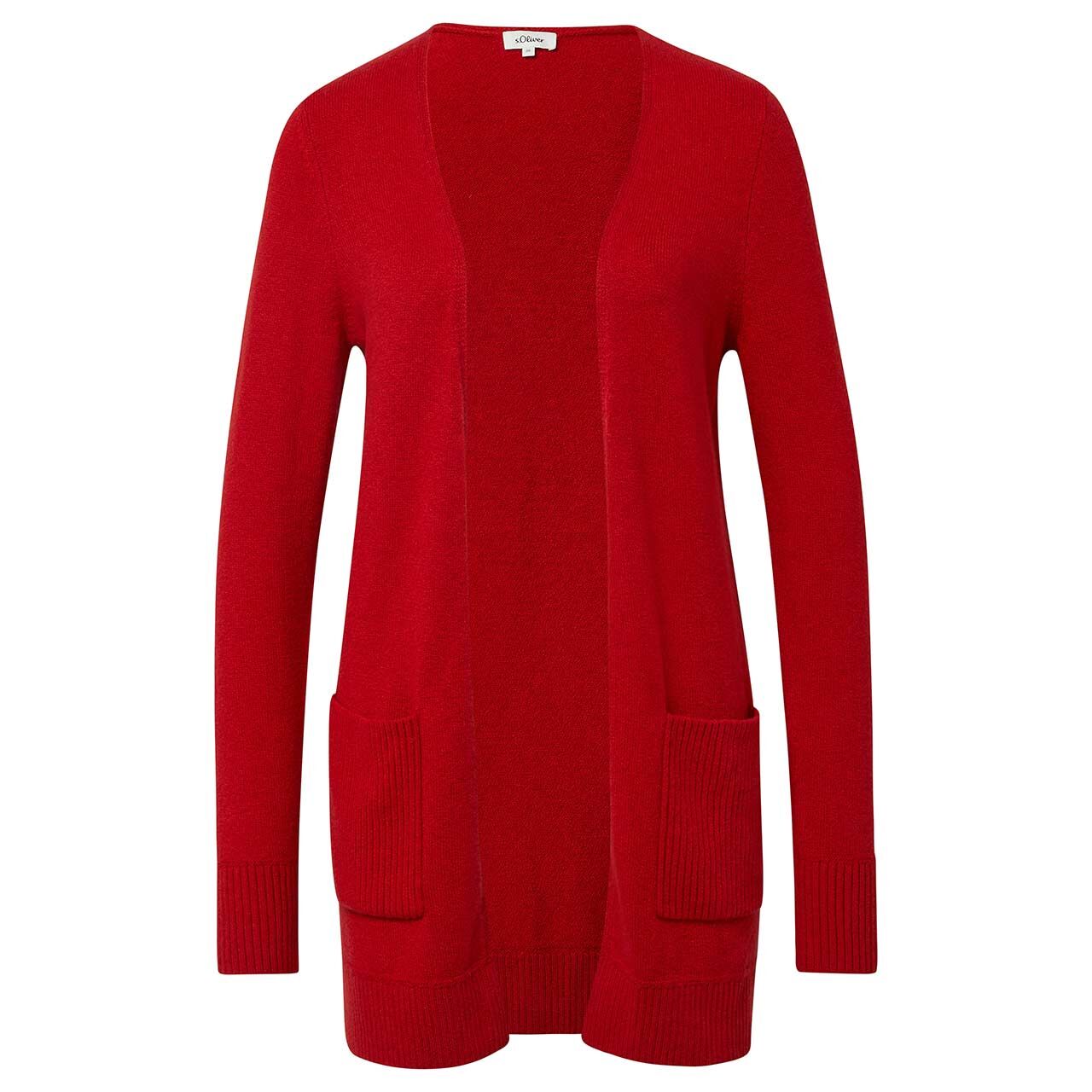s.Oliver Damen Long Strickjacke salsa red