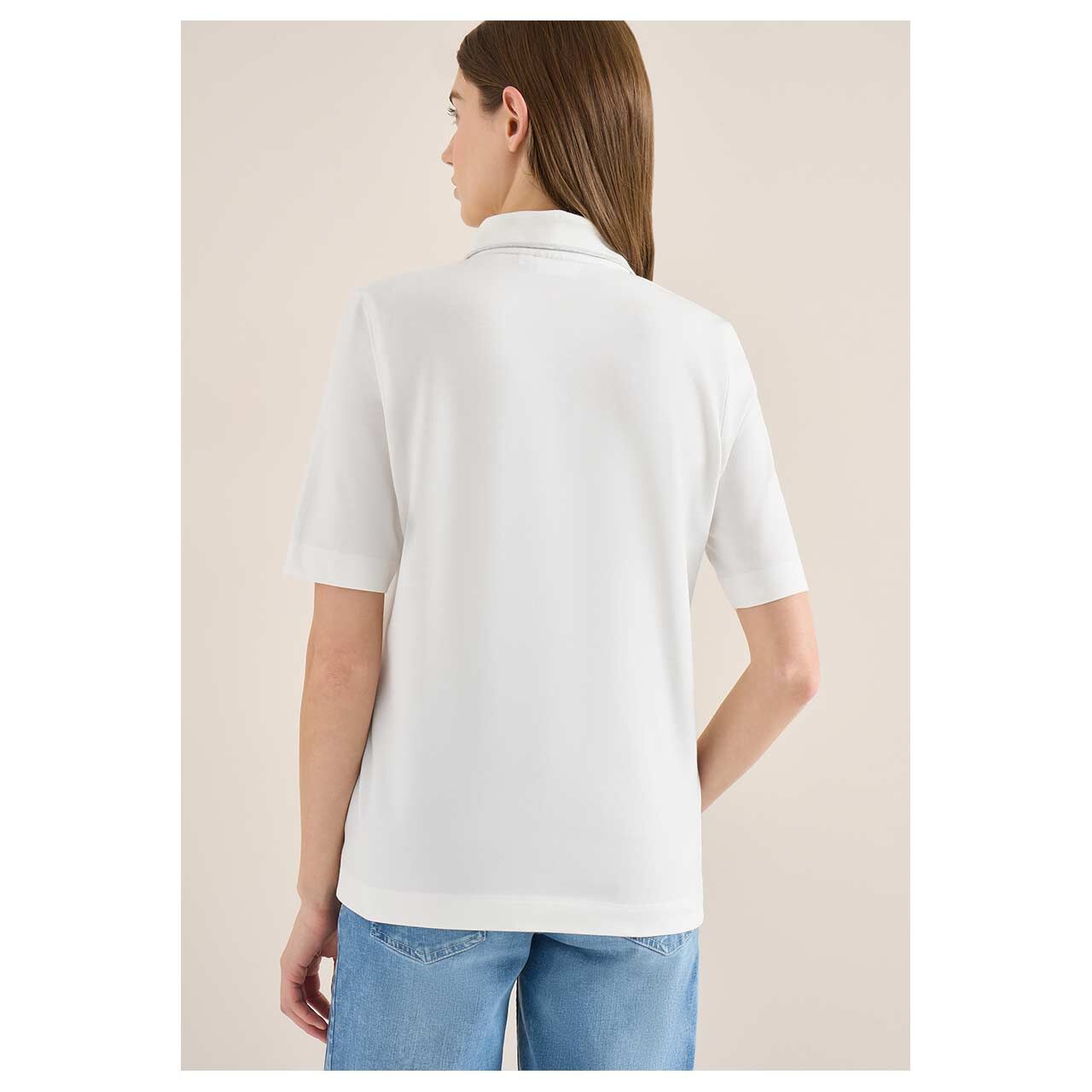 Damen Poloshirt Piqué von Cecil in Cremeweiß, Rückansicht Model