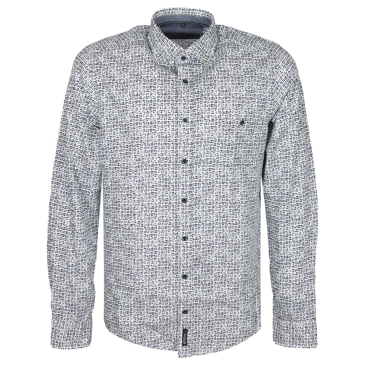 Casa Moda Herren Langarm Hemd off white print