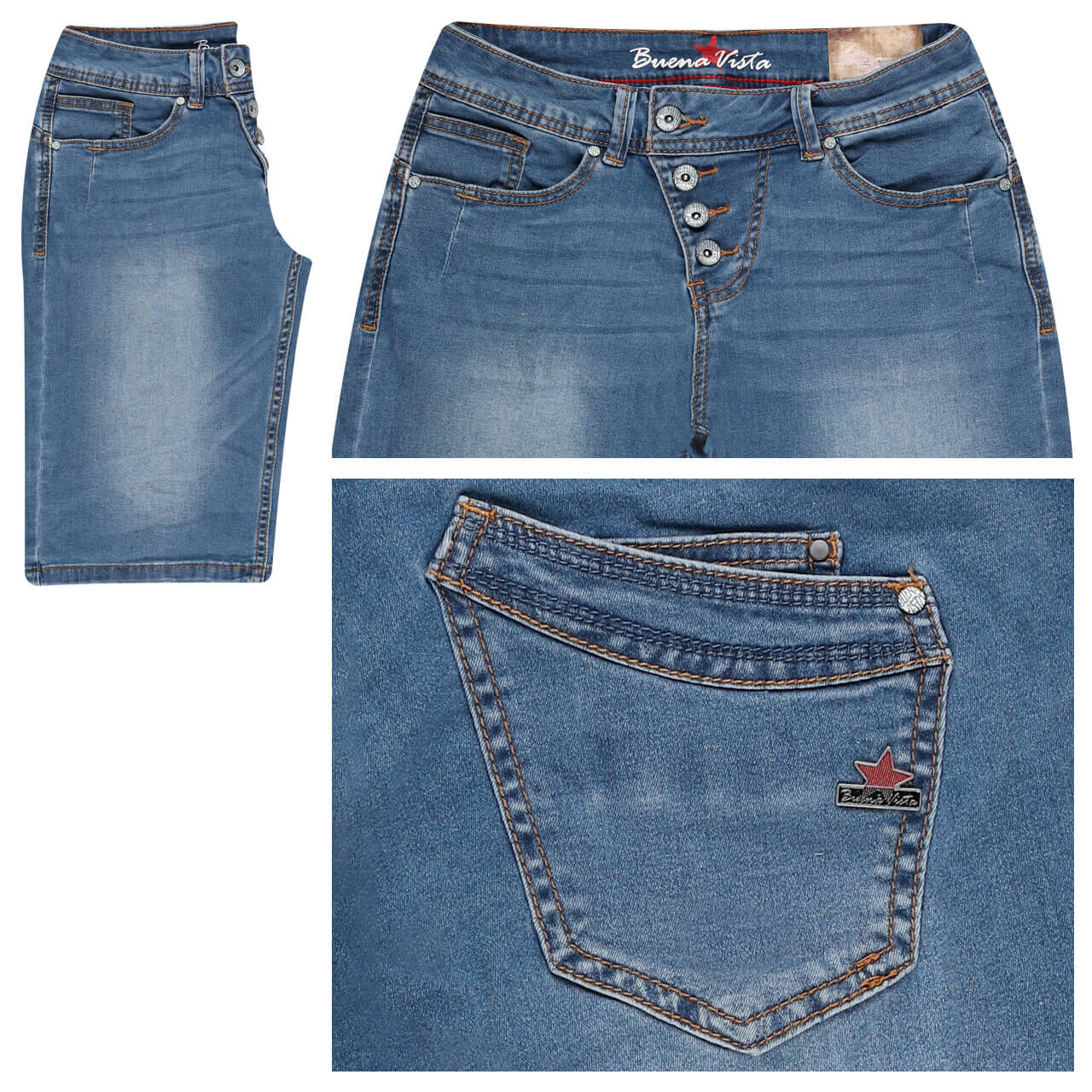 Buena Vista Jeans Malibu-Short Cozy Denim middle blue