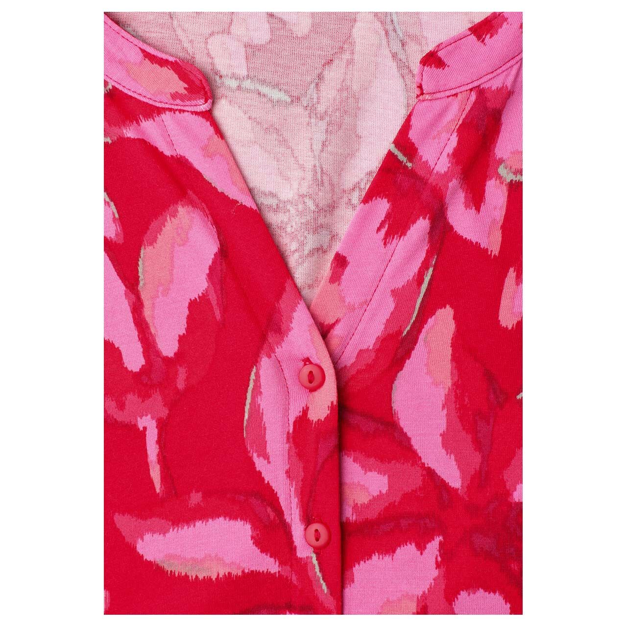 Street One Damen T-Shirt Printed Buttons salsa red