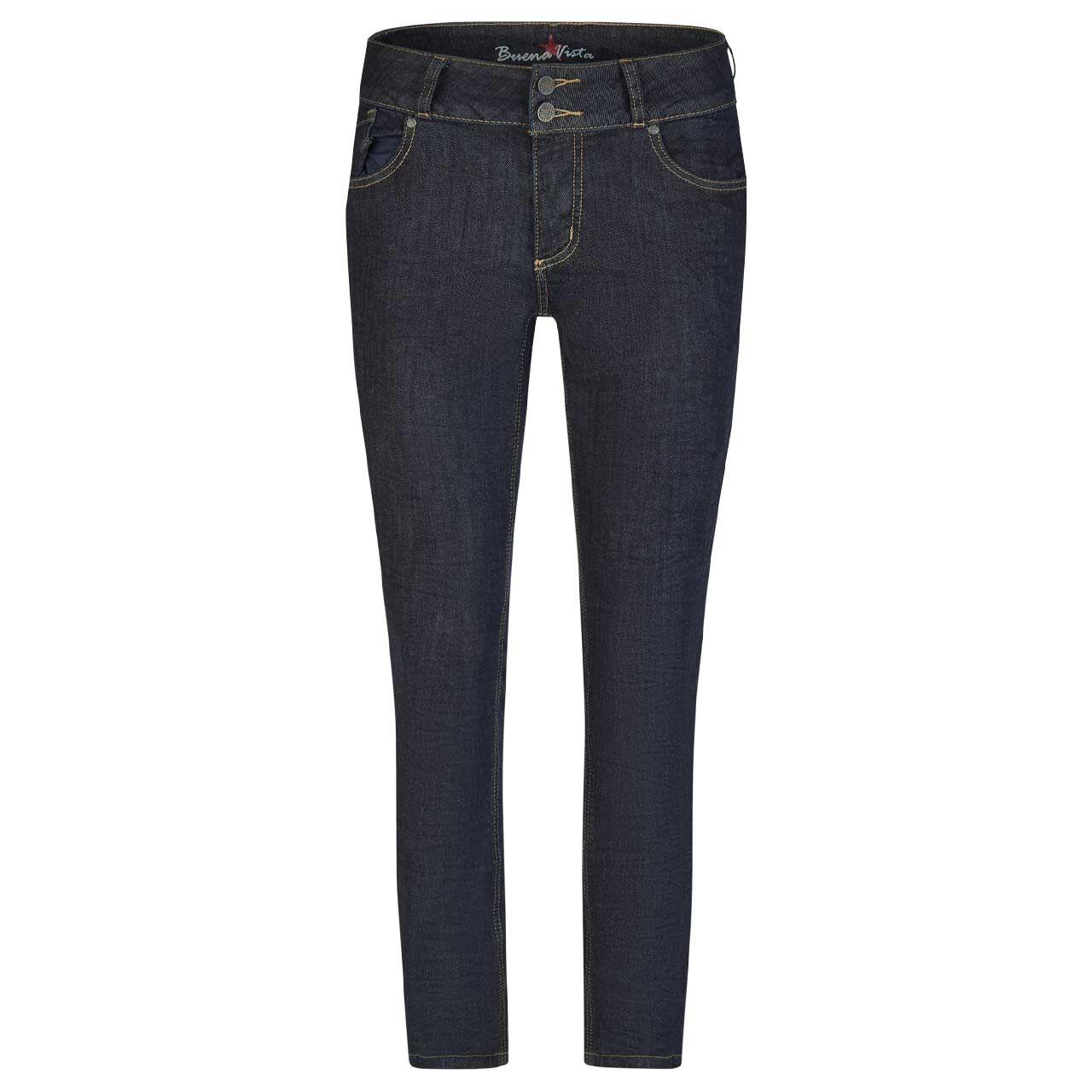 Damenjeans Tummyless Stretch Denim von Buena Vista in Dunkelblau angewaschen, Vorderansicht