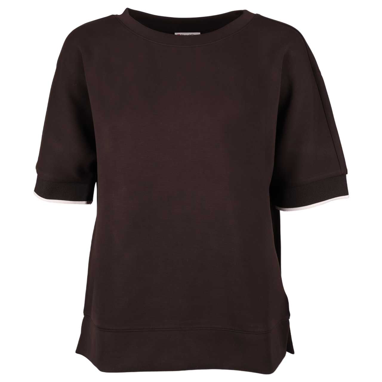 Street One Damen T-Shirt Rib Cuffs deep roast brown