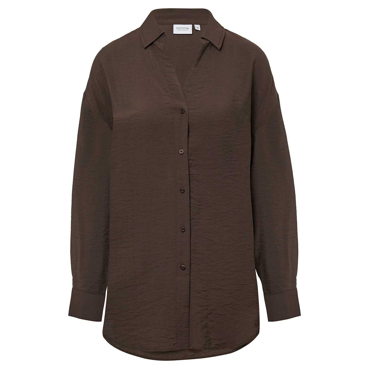 Damen Langarm Bluse von Comma in Dunkelbraun mit der Farbnummer 8952, Vorderansicht