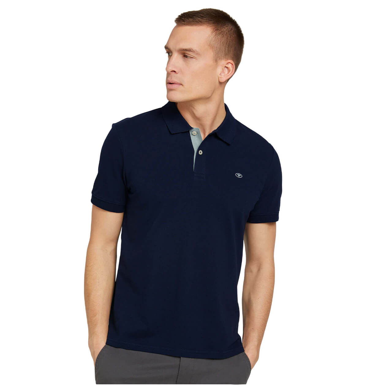 Tom Tailor Herren Piqué Poloshirt contrast sky captain blue