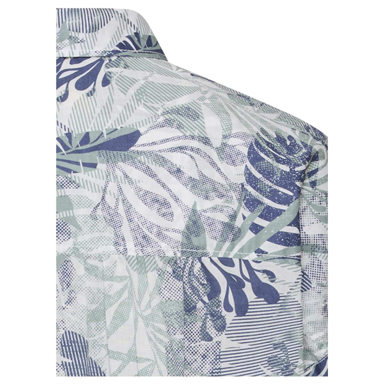 Damen Kurzarm Bluse von Camel active in Jadegrün mit Print, detaillierte Rückansicht