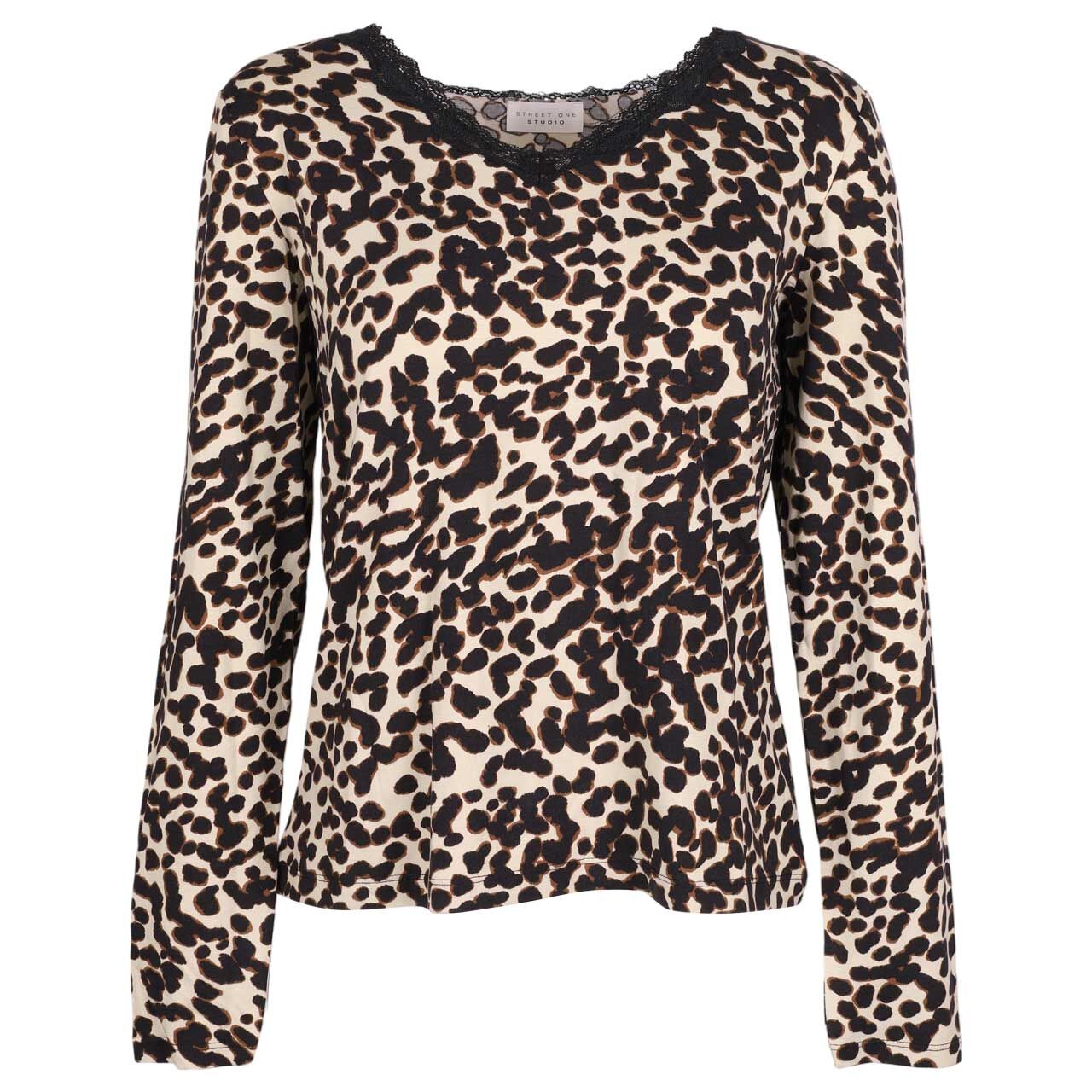 Street One Studio Damen Langarm Shirt With Lace black printed