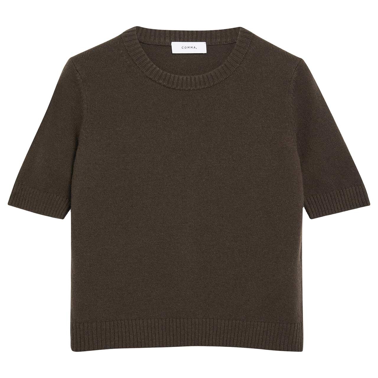 Comma Damen Kurzarm Pullover mulch brown