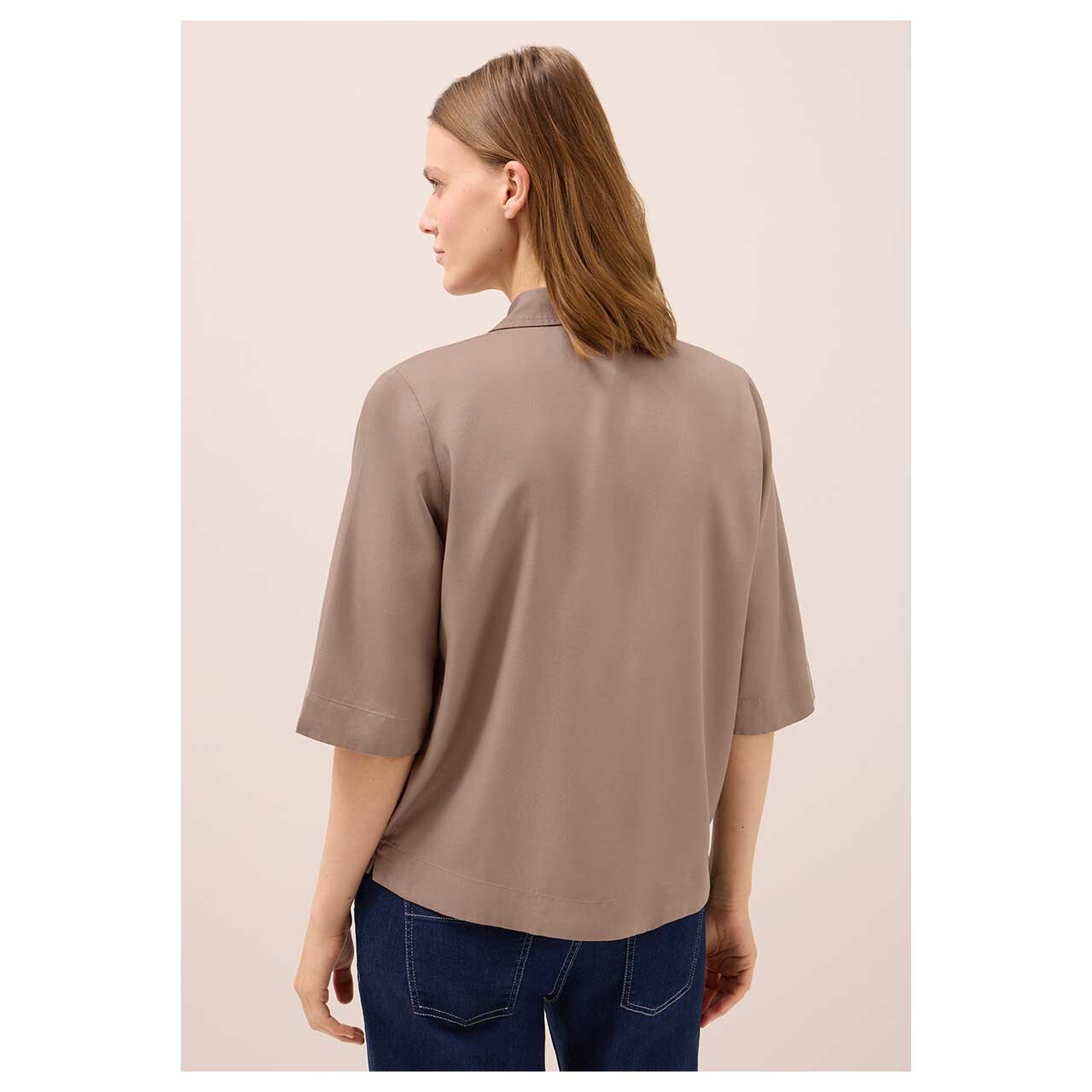 Damen 3/4 Arm Bluse Lyocell von Cecil in Braun, Rückansicht am Model
