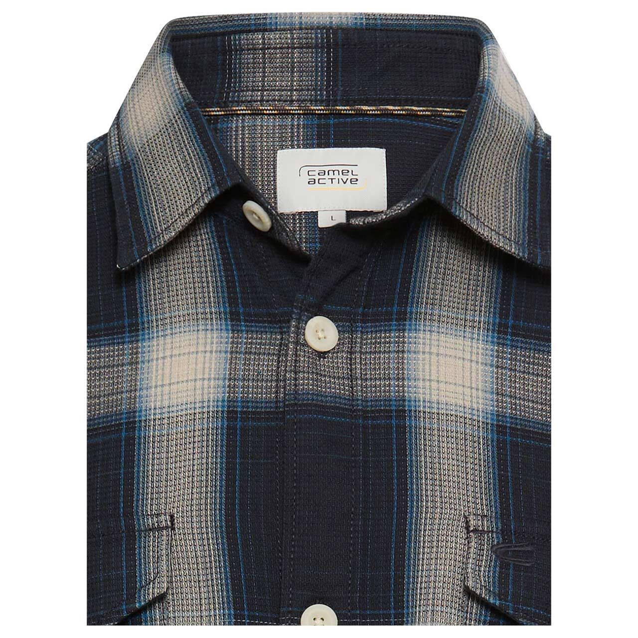 Herren Langarm Hemd von Camel active in der Farbe Dunkelblau kariert, Detailansicht vorne