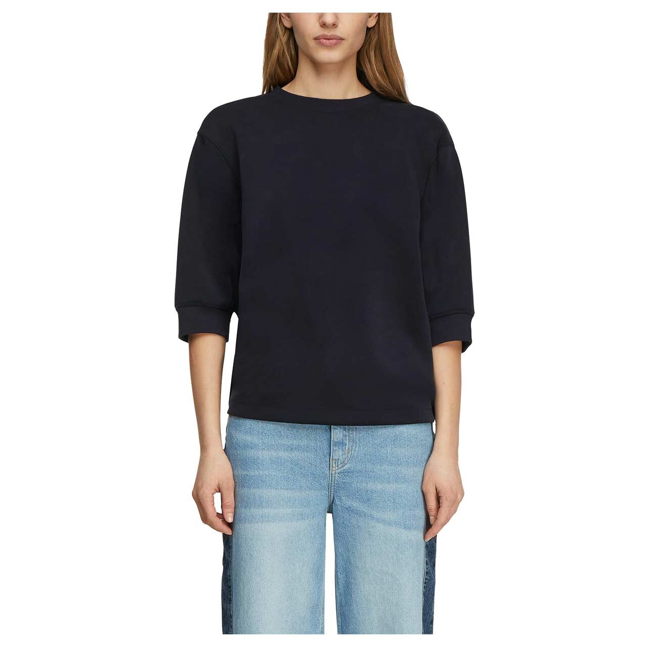 Damen Sweatshirt von Comma in Dunkelblau, Vorderansicht am Model