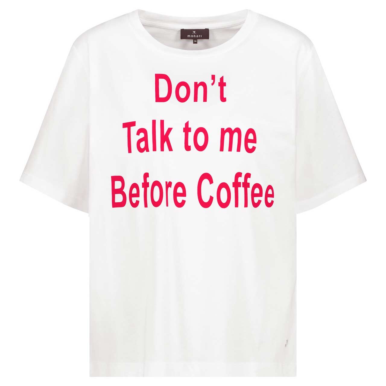 Monari Damen T-Shirt white coffee wording