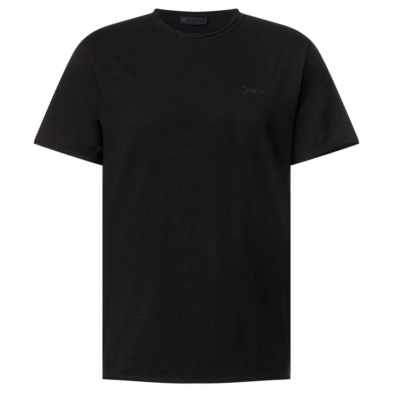 Street One Men Raw Edge Slub T-Shirt black