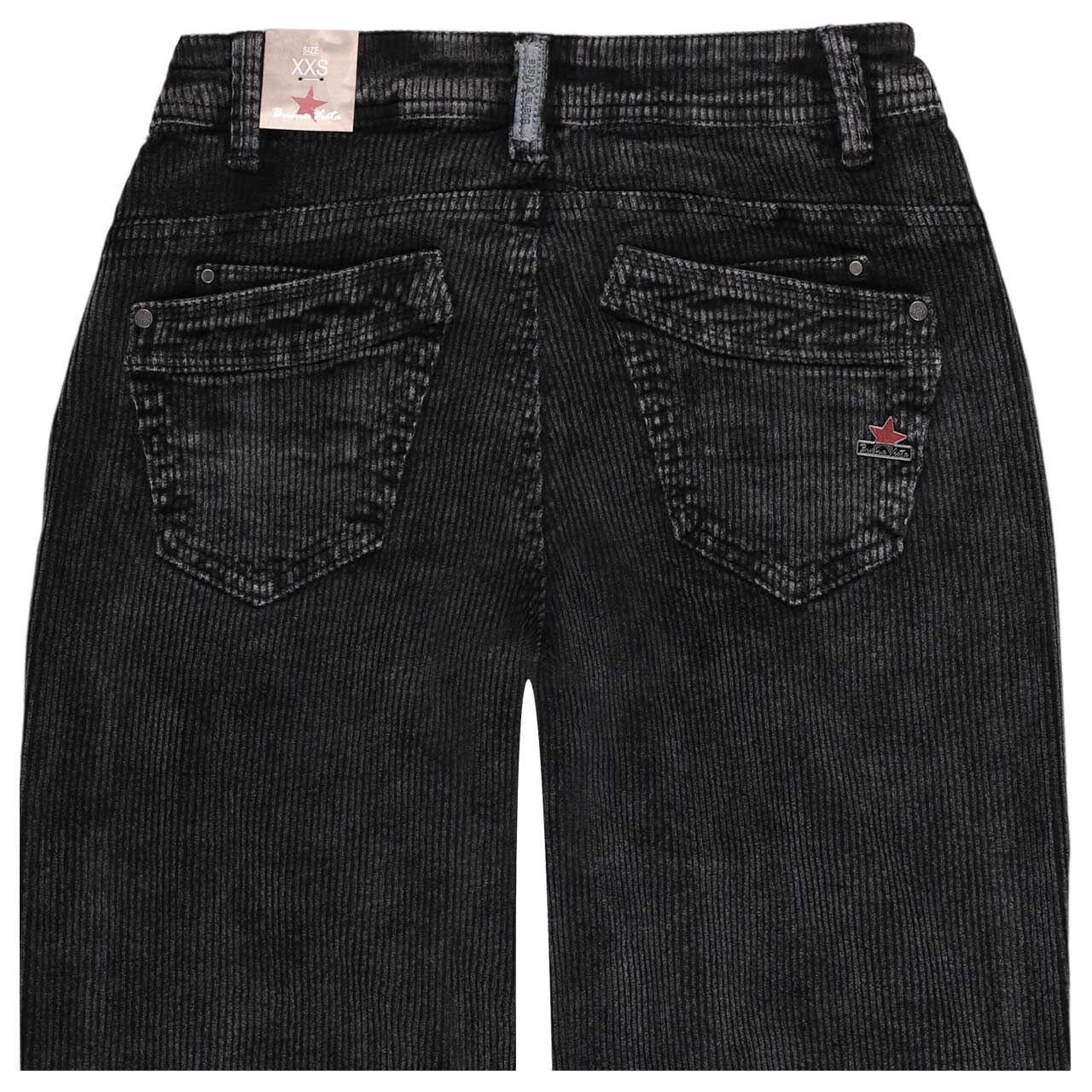 Damen Cordhose Malibu 7/8 Relaxed Corduroy von Buena Vista in Schwarz, detaillierte Rückansicht