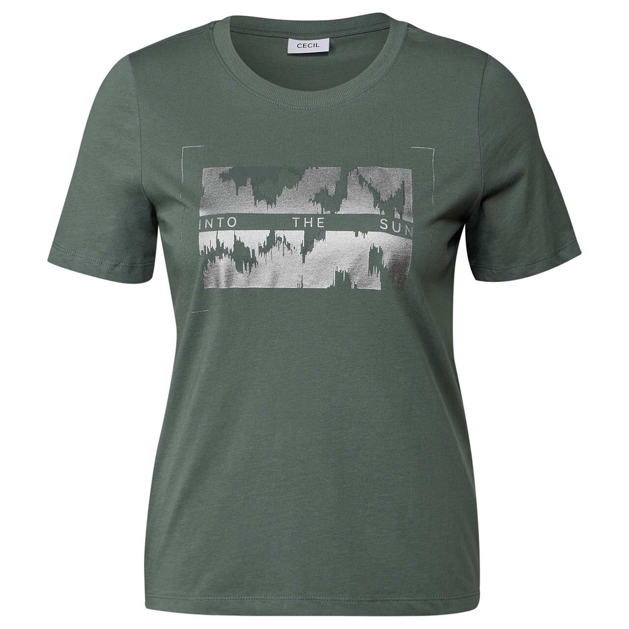 Cecil Damen T-Shirt Metallic Foil dark balmy khaki