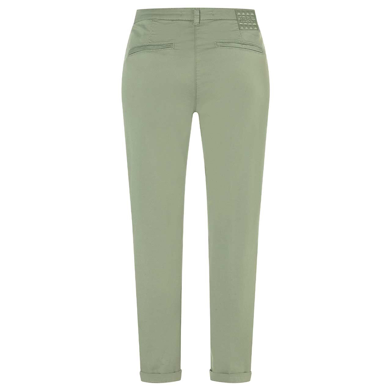Stretch Damen 7/8 Baumwollhose Chino von MAC in Rosmaringrün, Rückansicht