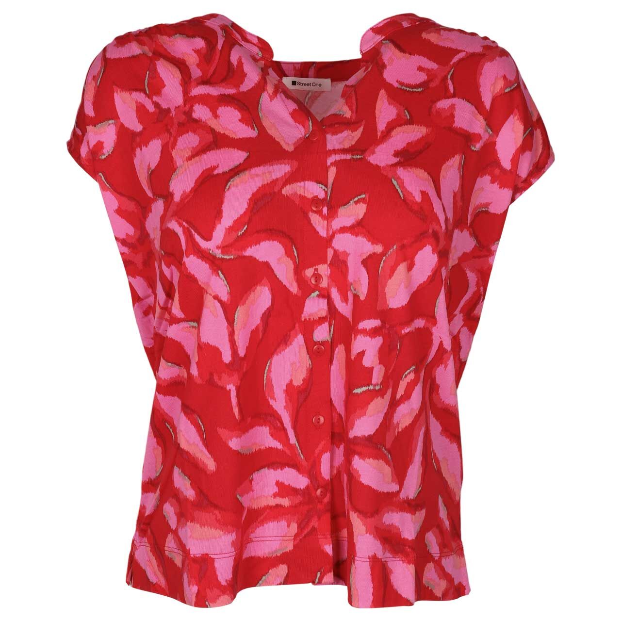 Street One Damen T-Shirt Printed Buttons salsa red