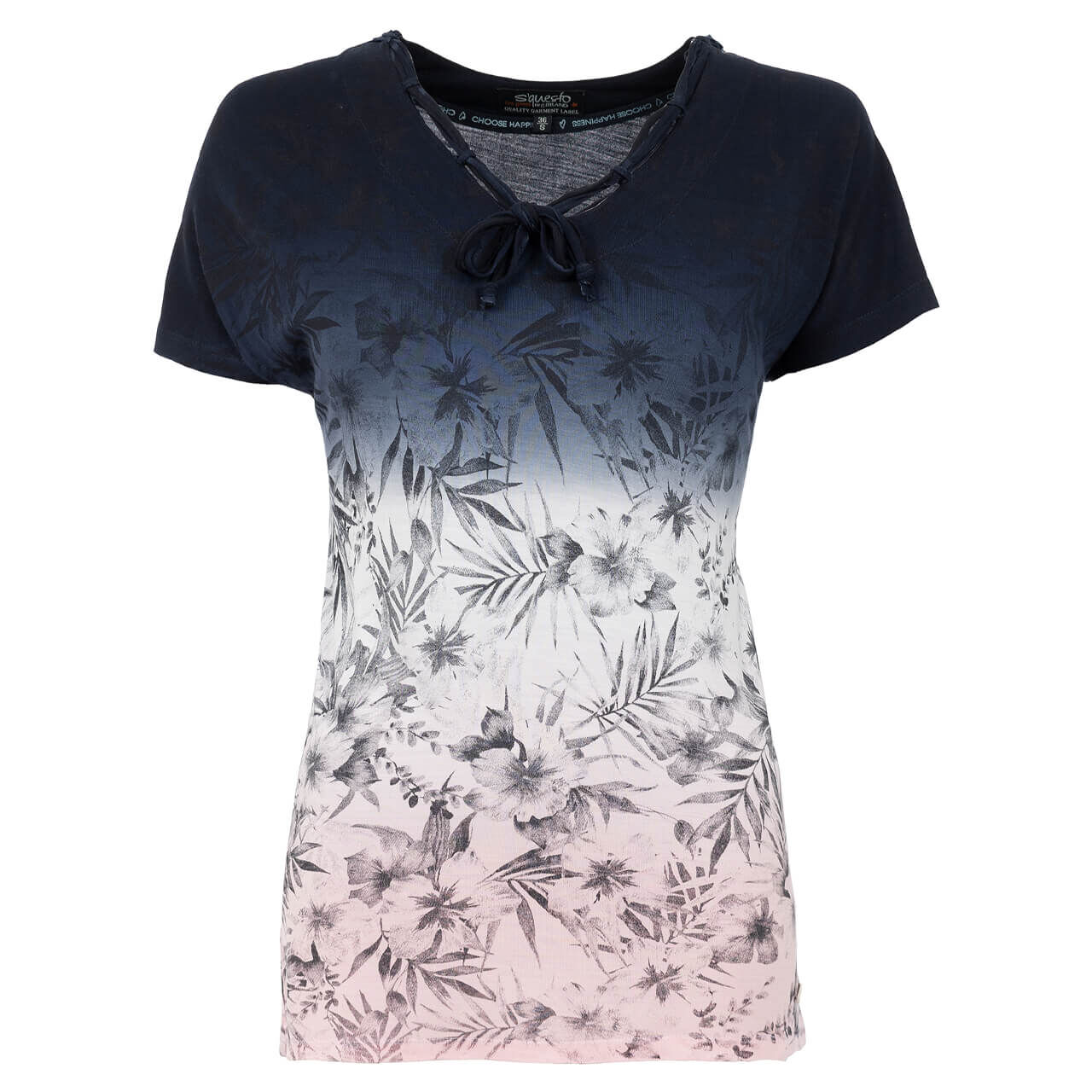 Soquesto T-Shirt für Damen in Blau-Rosa mit Print, FarbNr.:1000