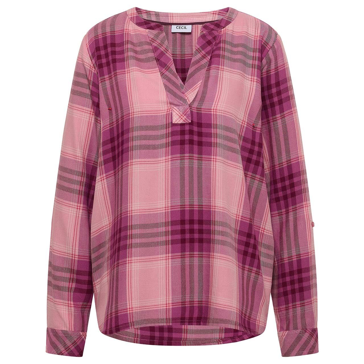 Cecil Damen Langarm Bluse Check velvet rose