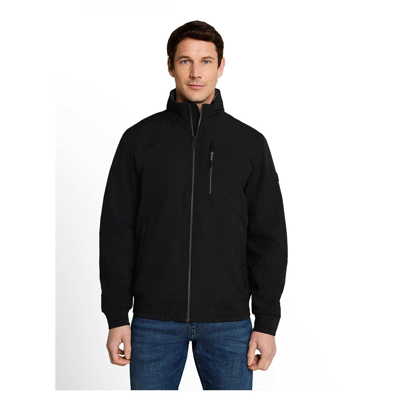 Herren Jacke Transseasonal Blouson von Tom Tailor in Schwarz, Vorderansicht am Modell