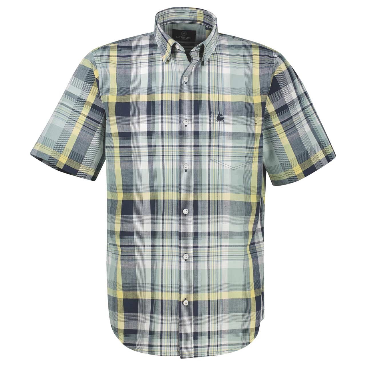 Lerros Herren 1/2 Arm Hemd classic navy lime check
