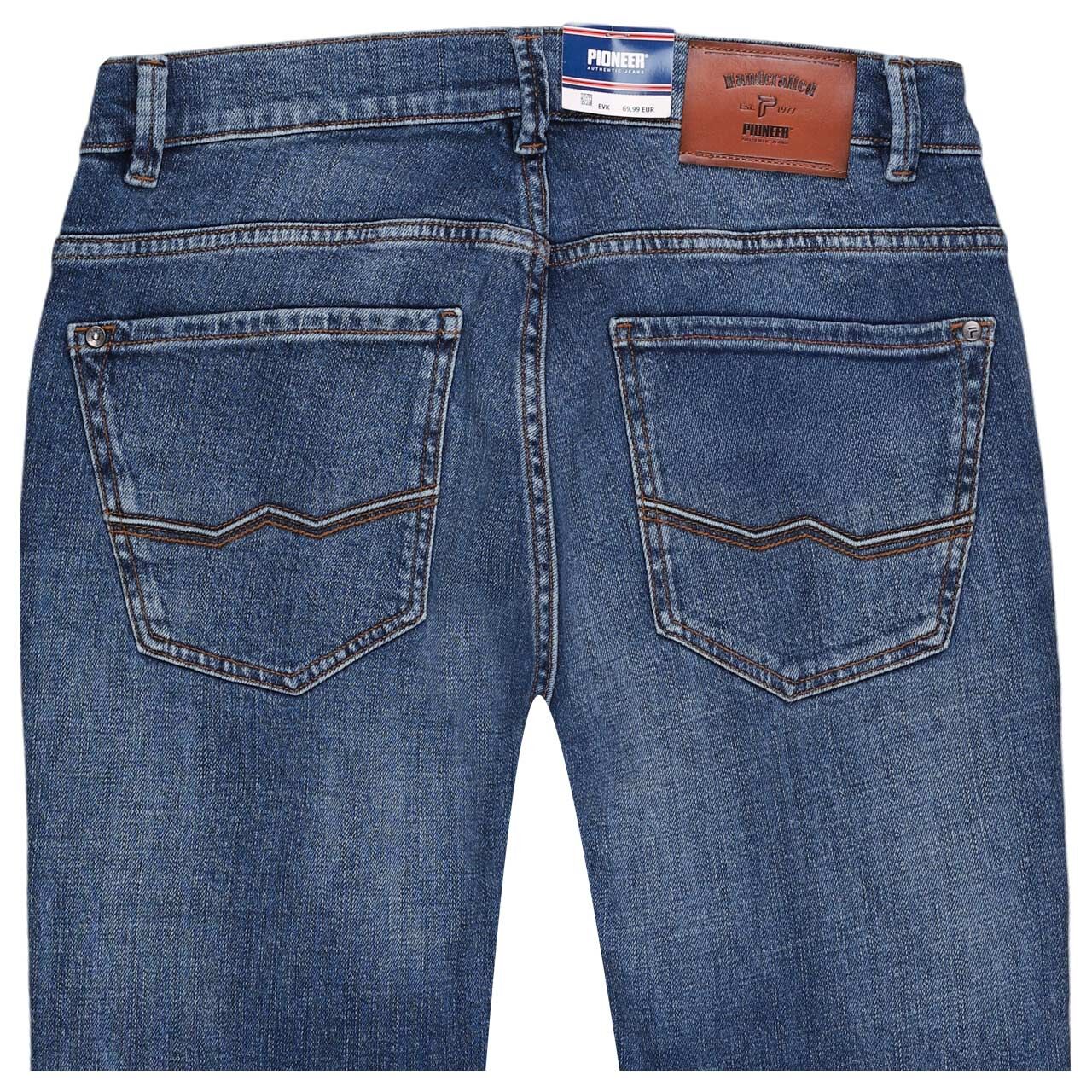 Stretch Herrenjeans Eric in Blau angewaschen von Pioneer, Rückansicht