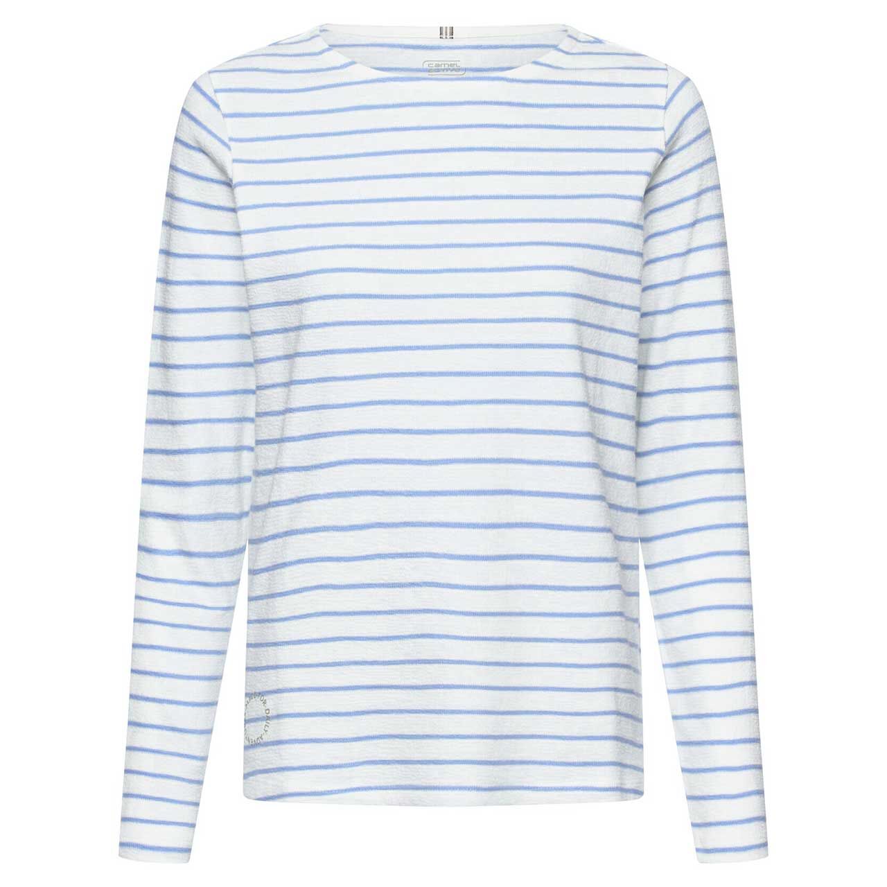 Camel active Damen Langarm Shirt soft blue milk white striped
