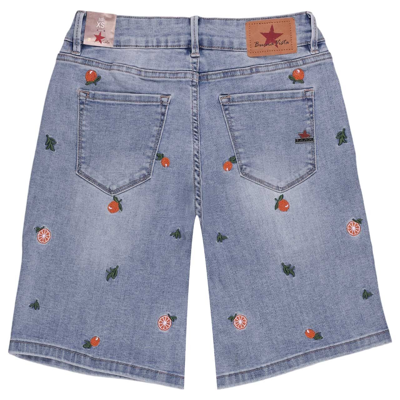 Damenjeans Italy-Short Stretch Denim von Buena Vista in Hellblau angewaschen mit Print, Rückansicht