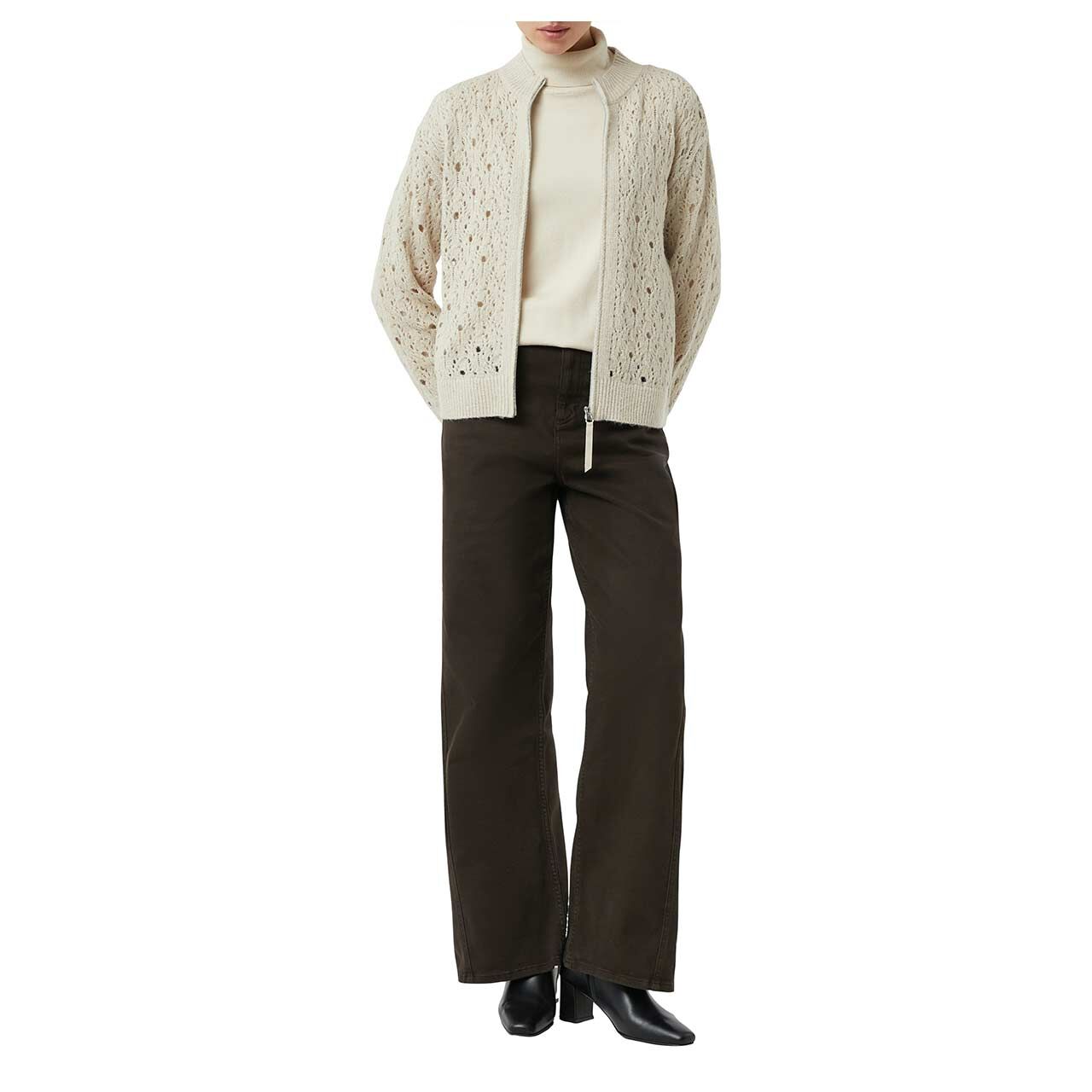 Damen Rollkragen Pullover von Comma in Beige, Vorderansicht