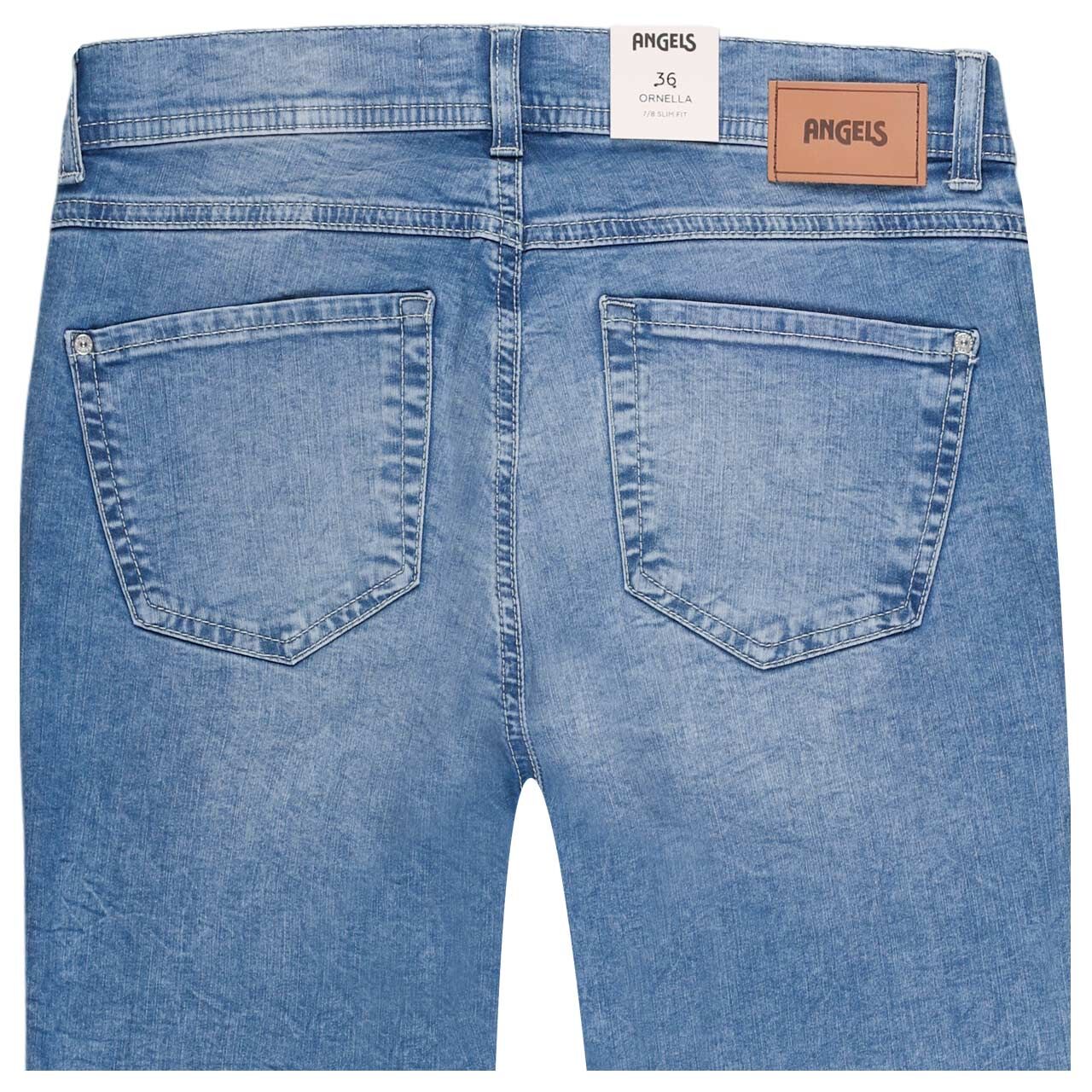 Damen 7/8 Jeans Ornella von Angels in Hellblau angewaschen mit Strass, detaillierte Rückansicht