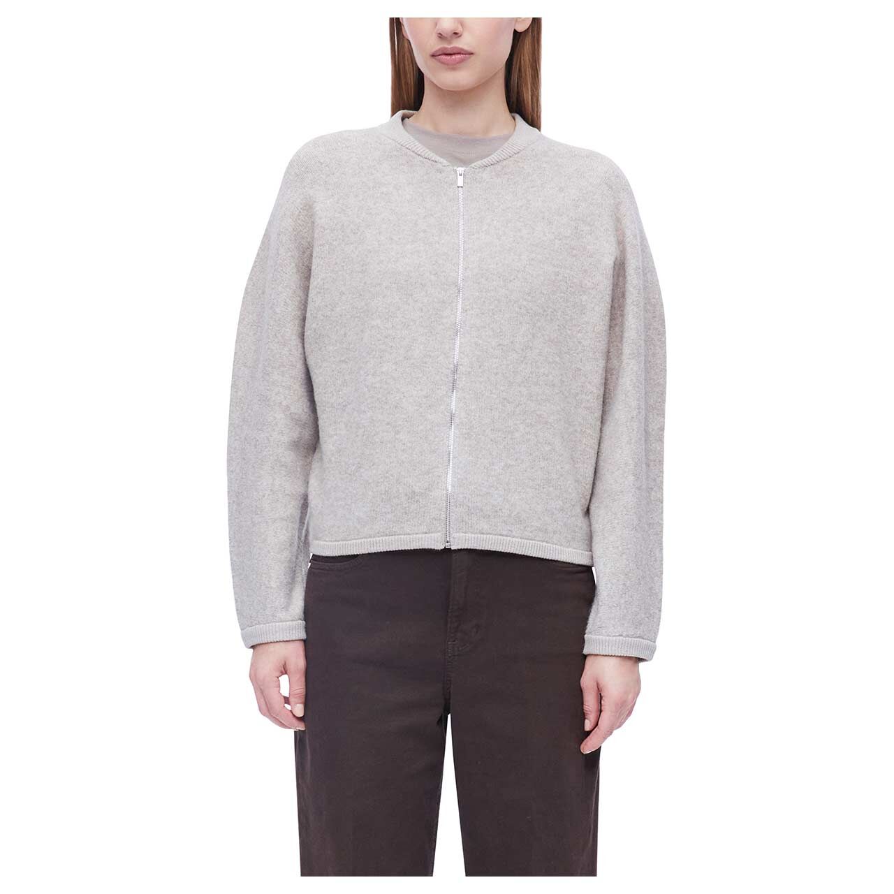 Damen Strickjacke von s.Oliver in Beige meliert, Vorderansicht am Model