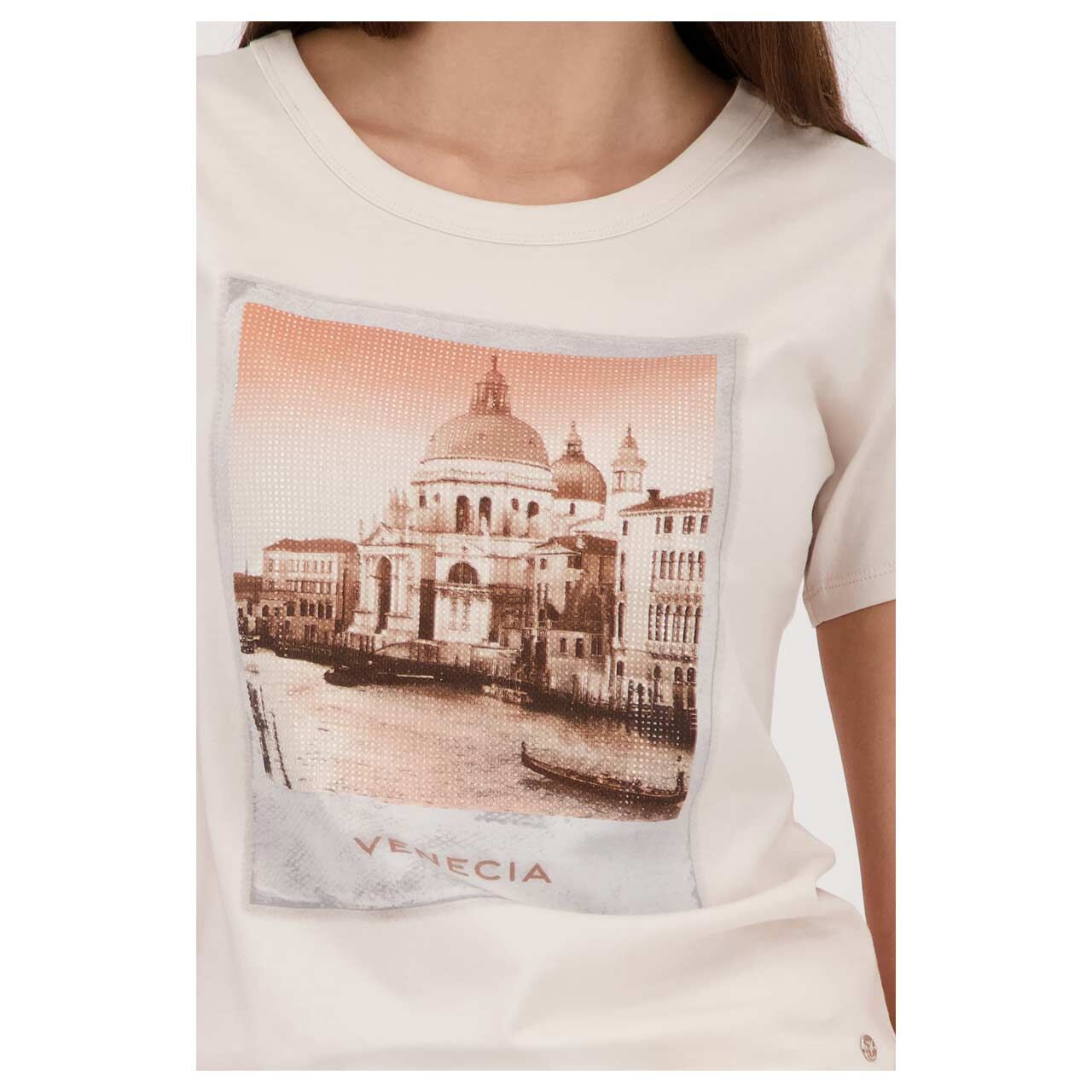 Monari Damen T-Shirt beige glitter