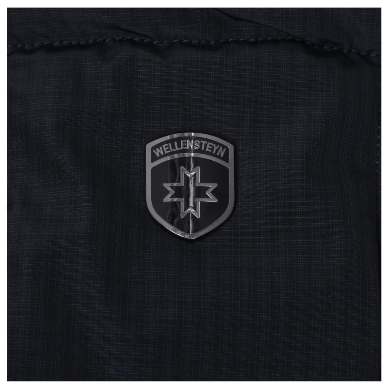 wellensteyn-jacke-damen-centurion-navycheck-519-detail Damen Jacke Centauri Lady von Wellensteyn in Dunkelblau, Detailansicht Logo