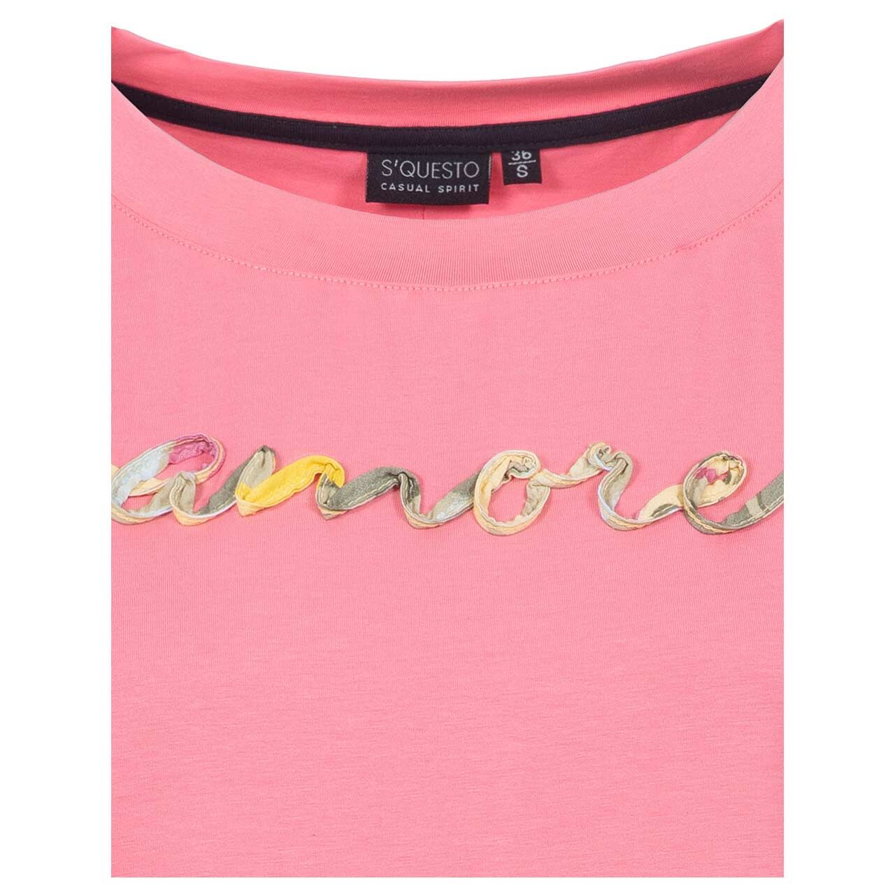 Damen T-Shirt von Soquesto in Rosa mit Print, Detailansicht von vorne