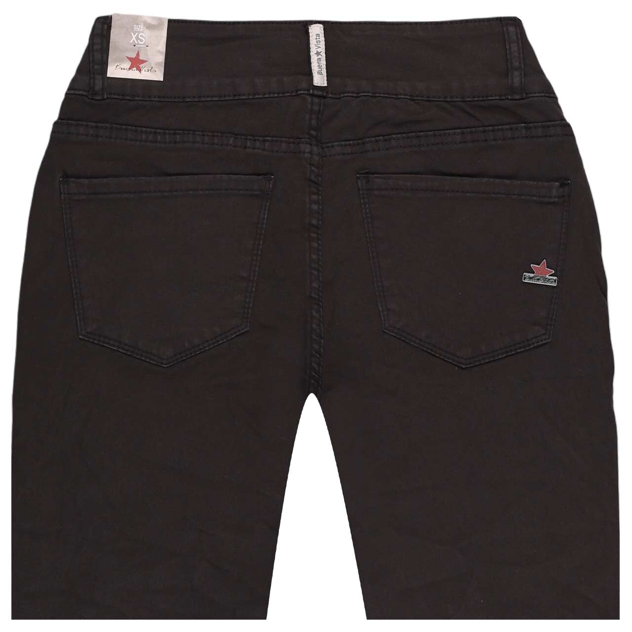 Damen Ankle Baumwollhose Tummyless Cropped Stretch Twill von Buena Vista in Schwarz, detaillierte Rückansicht