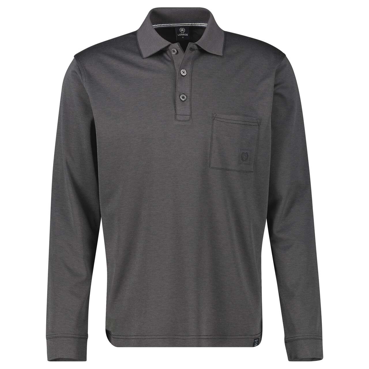 Lerros Herren Polo Langarm Shirt black grey Lerros Herren Polo Langarm Shirt black grey