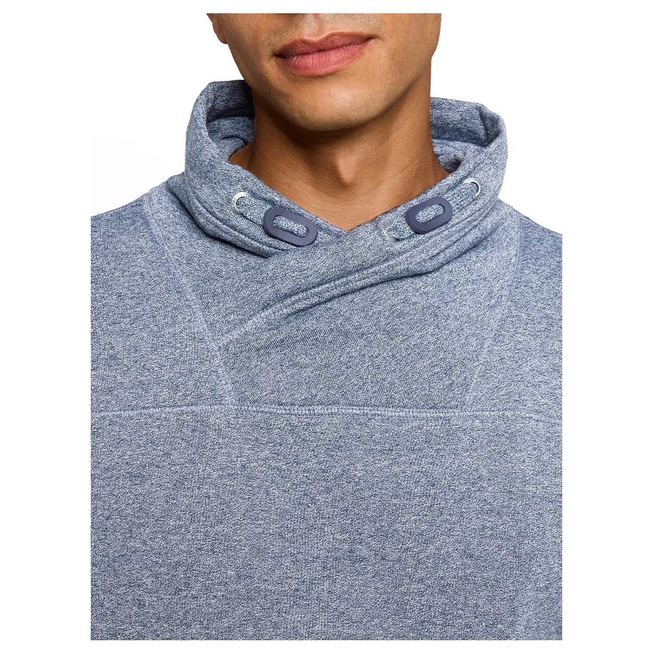 Herren Sweatshirt Structured Snood von Tom Tailor in Dunkelblau meliert, detaillierte Vorderansicht am Model