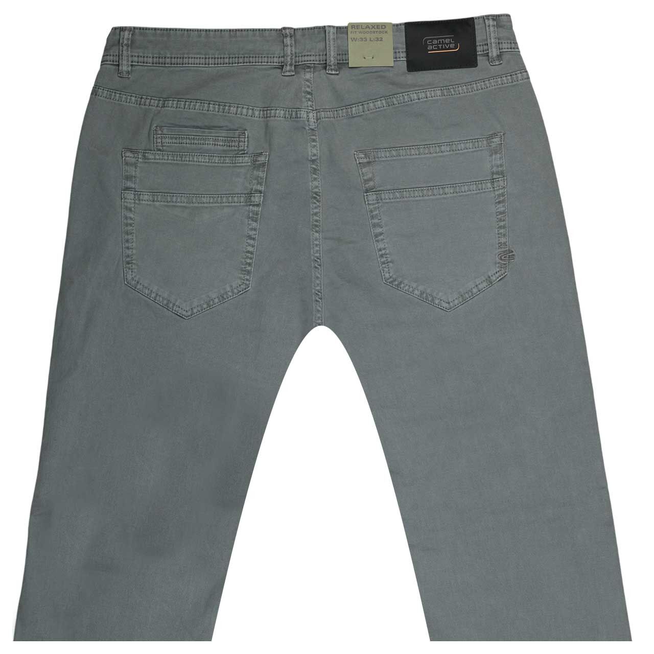 Stretch Herren Baumwollhose Woodstock von Camel active in Blaugrün, detaillierte Rückansicht