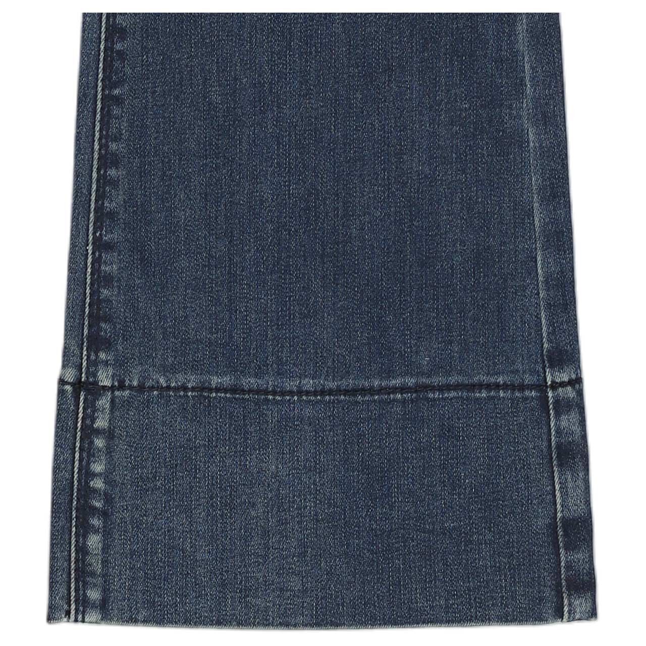 Damenjeans Italy K Bootcut Stretch Denim in Dunkelblau, Detailansicht Saum