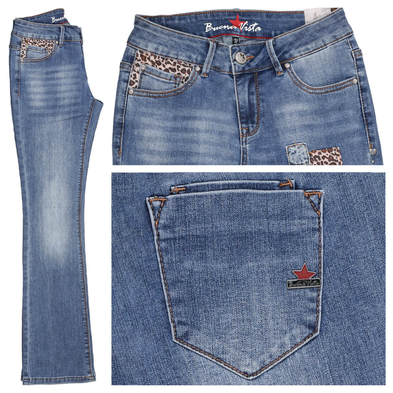 Buena Vista Italy K Bootcut Stretch Denim Jeans leo denim