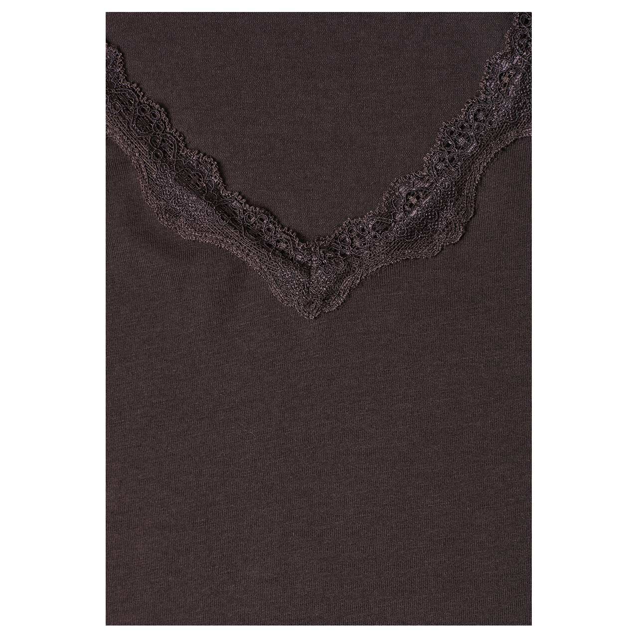 Street One Studio Damen Langarm Shirt With Lace charred brown
