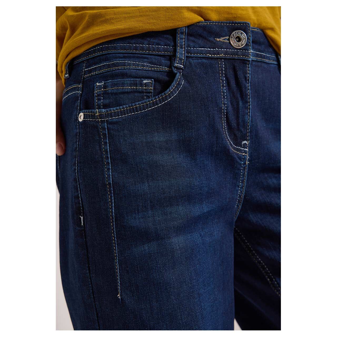 Cecil Scarlett Barrel Jeans dark blue wash