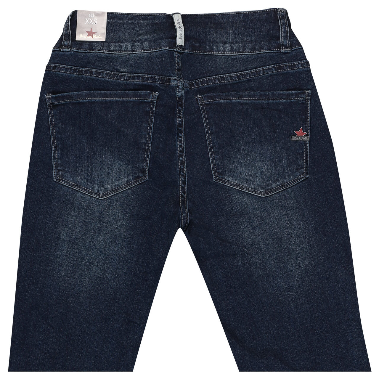 Damenjeans Tummyless Stretch Denim von Buena Vista in Dunkelblau angewaschen, detaillierte Rückansicht