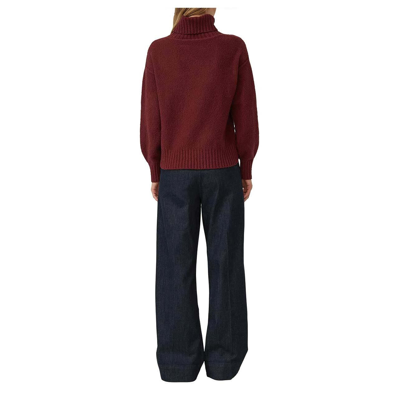s.Oliver Damen Rollkragen Pullover in Burgunderrot, Rückansicht am Model