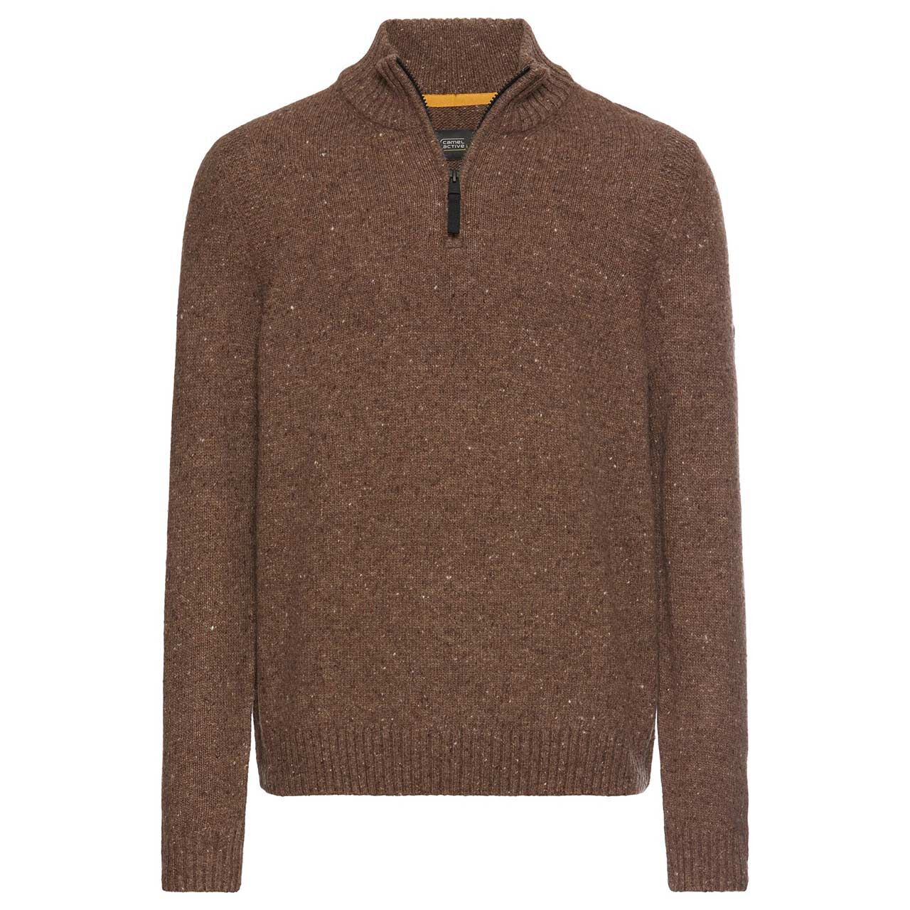 Camel active Herren Pullover Troyer sepia brown dotted melange